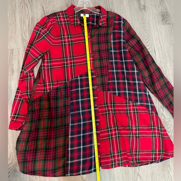 J.Jill into the mix plaid tunic in red multi patchwork flannel medium - Picture 7 of 7